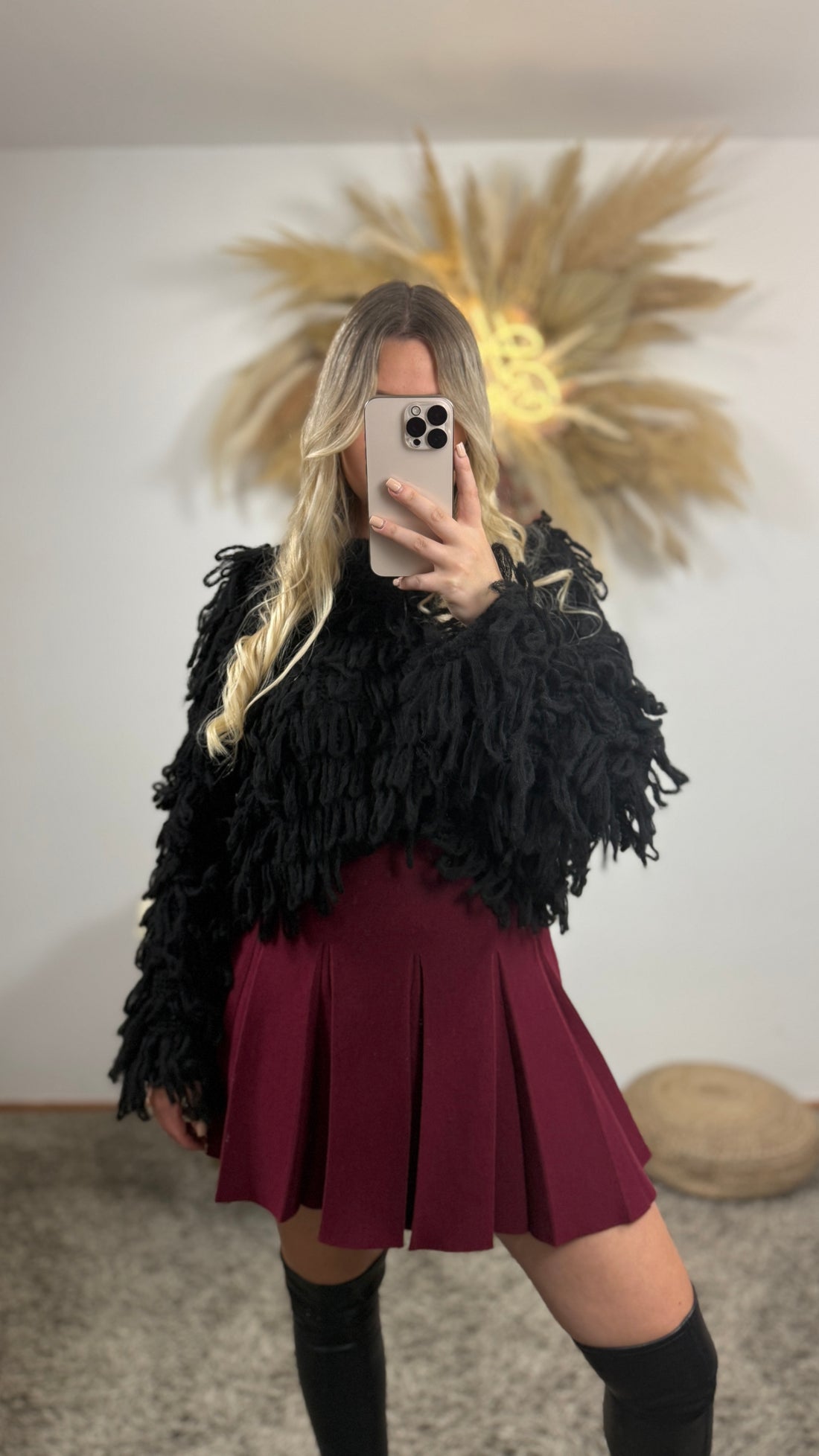 Fransen-Pullover | Schwarz