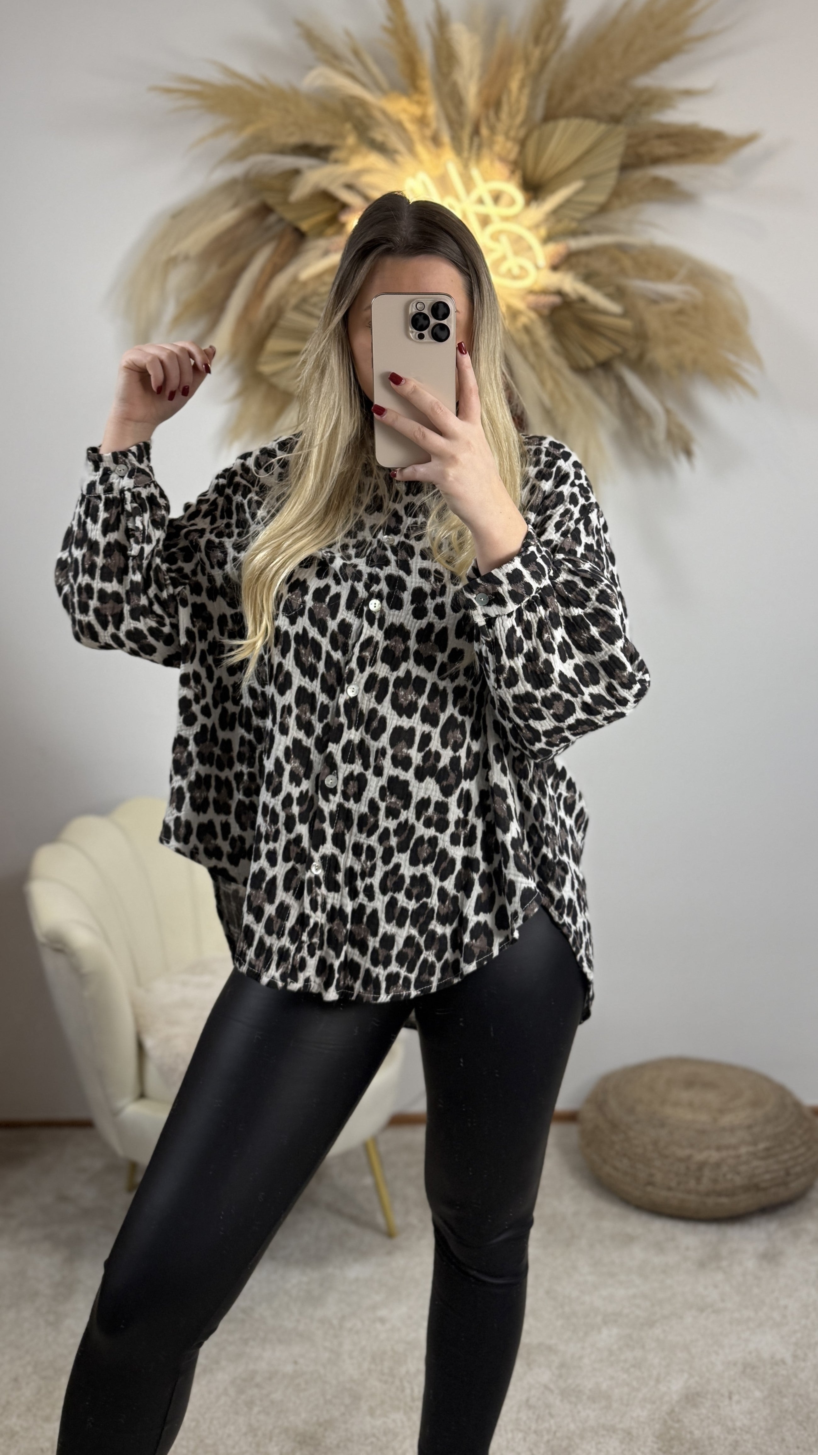 Musselin Bluse Kurz | Leo Creme