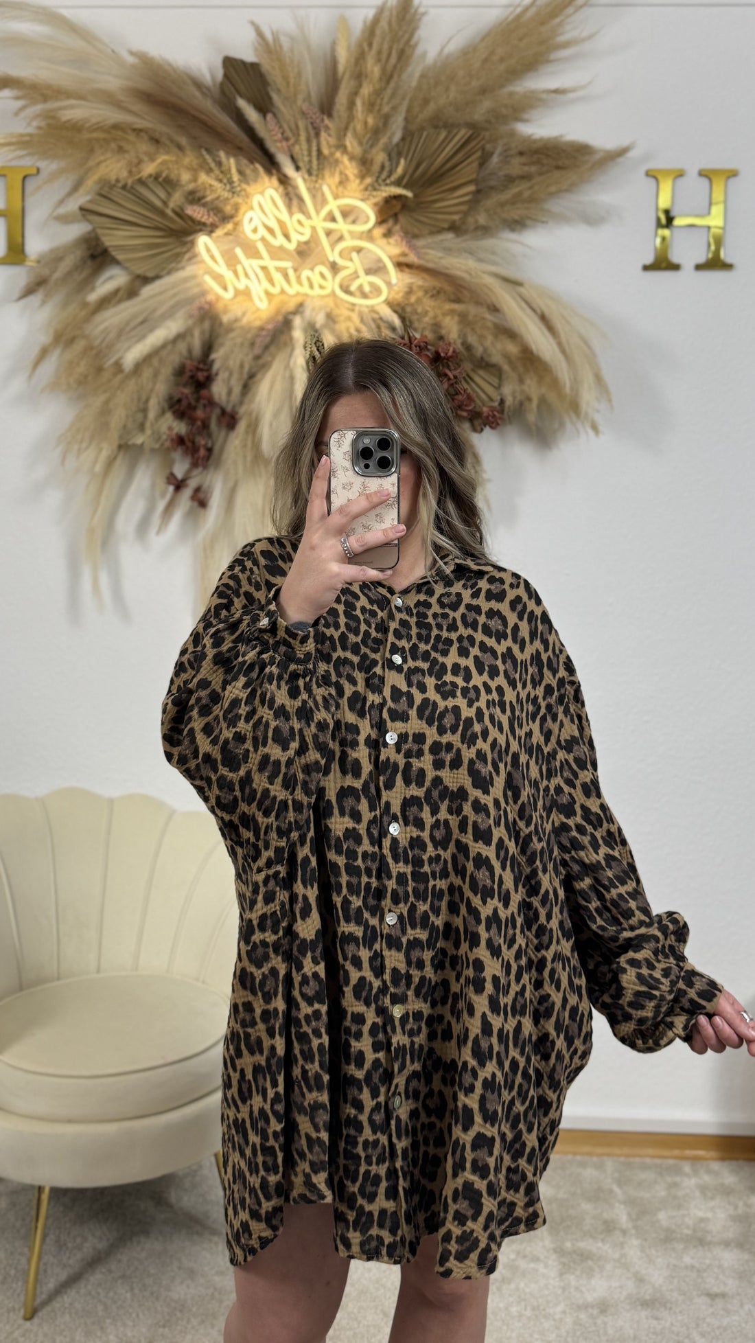 Musselin Bluse Lang | Leo Camel